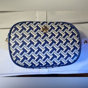 Tory Burch blue makeup bag